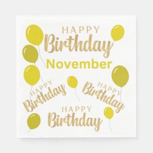 Gelukkige verjaardag November verjaardagen Papier Servet
