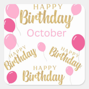 Gelukkige verjaardag Oktober Birthdays Sticker