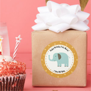 Gelukkige Verjaardag Olifant Dieren Zoo Ronde Sticker