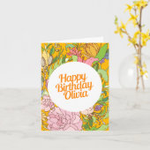 Gelukkige verjaardag Olivia | Floral Birthday Kaar Kaart (Gele Bloem)