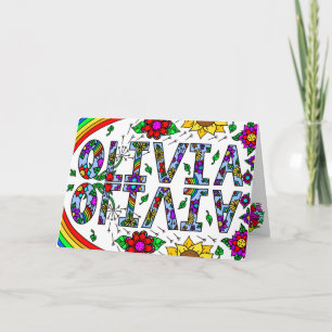 Gelukkige Verjaardag Olivia, met binnen kleurplaat Kaart