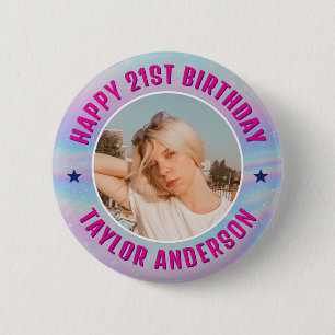 Gelukkige verjaardag op maat gemaakte foto Irisere Ronde Button 5,7 Cm