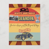 Gelukkige Verjaardag Opa Retro  Kaart (Voorkant)