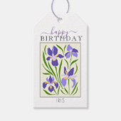 Gelukkige Verjaardag Paarse Iris Cadeaulabel (Voorkant)