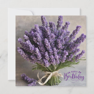 Gelukkige Verjaardag Paarse Lavendel Bloemen Boeke Kaart