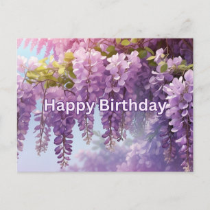 Gelukkige Verjaardag Paarse Wisteria Bloemen Briefkaart