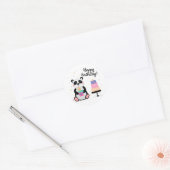 Gelukkige Verjaardag Panda Beer Ronde Sticker (Envelop)