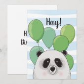Gelukkige verjaardag. Panda. Blauw groen dier (Voorkant / Achterkant)