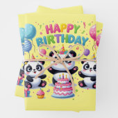 Gelukkige Verjaardag Panda's Inpakpapier Vel (In situ)