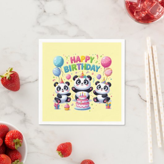 Gelukkige Verjaardag Panda's Servet (Insitu)
