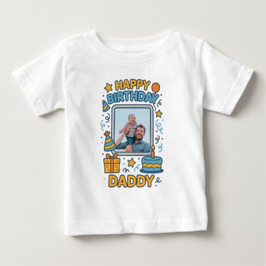 GELUKKIGE VERJAARDAG PAPA BABY KLEDING AANGEPASTE  (Voorkant)