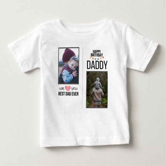 GELUKKIGE VERJAARDAG PAPA BABY KLEDING AANGEPASTE (Voorkant)