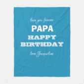 Gelukkige Verjaardag Papa Chic Script Naam Blauw C Fleece Deken (Voorkant)