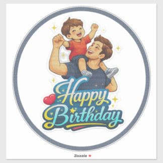 Gelukkige verjaardag papa en zoon sticker