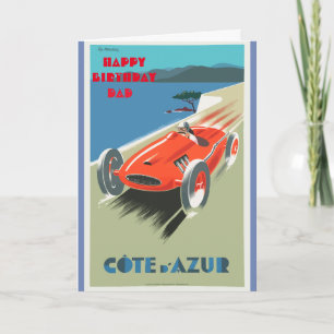 Gelukkige Verjaardag Papa Vintage Racerauto Sjablo Kaart