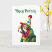 Gelukkige Verjaardag Parrot Kaart (Gele Bloem)