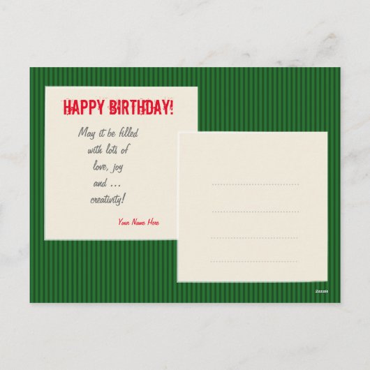 GELUKKIGE VERJAARDAG, Pasen, Maandag, Creatieve Ba Feestdagenkaart (Achterkant)