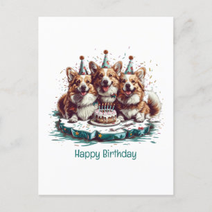 Gelukkige verjaardag Pembroke Welsh Corgi Dogs Briefkaart