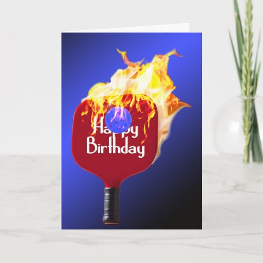 Gelukkige verjaardag Pickleball Paddle in brand Kaart (Voorkant)