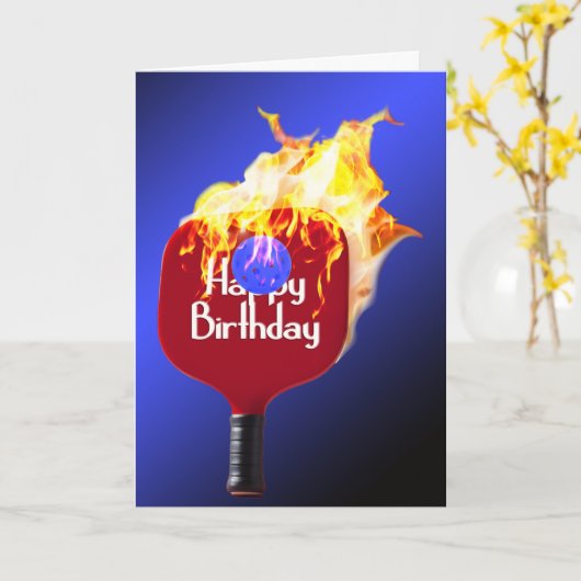 Gelukkige verjaardag Pickleball Paddle in brand Kaart (Gele Bloem)