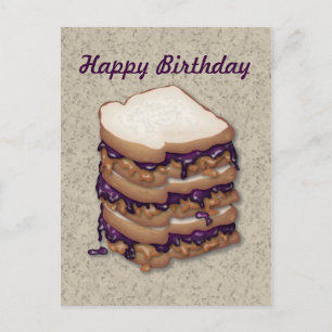 Gelukkige Verjaardag Pindakaas en Jelly Sandwiches Briefkaart