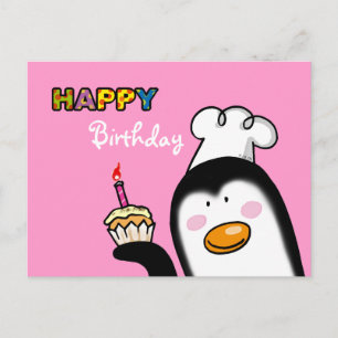 Gelukkige Verjaardag pinguïn cupcake Briefkaart