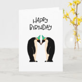 Gelukkige Verjaardag Pinguïn kaart (Gele Bloem)