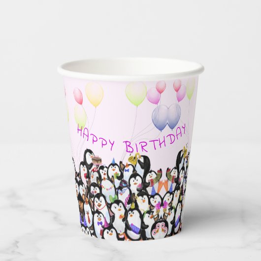 Gelukkige Verjaardag Pinguïn Partij Papier Cups Papieren Bekers (Achterkant)