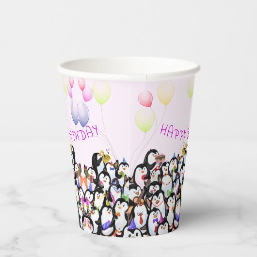 Gelukkige Verjaardag Pinguïn Partij Papier Cups Papieren Bekers (Rechts)