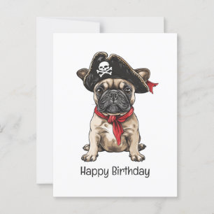 Gelukkige verjaardag Piraat Franse Bulldog Briefkaart