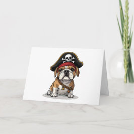 Gelukkige Verjaardag Pirate Engels Bulldog Skull Kaart