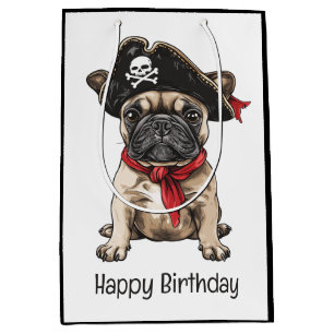 Gelukkige Verjaardag Pirate Franse Bulldog Medium Cadeauzakje