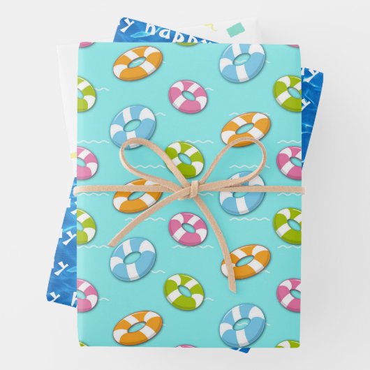 Gelukkige Verjaardag Pool Party Inpakpapier Vel (In situ)