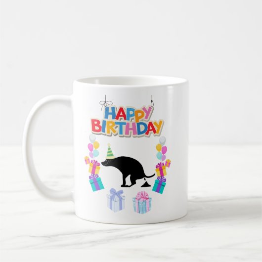 Gelukkige Verjaardag Pooping Dog Koffiemok (Links)