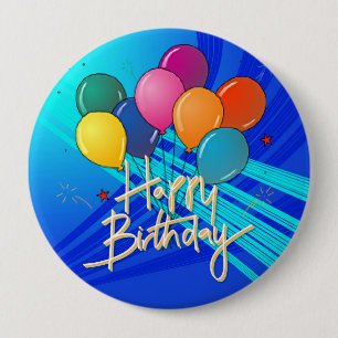 Gelukkige verjaardag, populaire kleurrijke ontwerp ronde button 4,0 cm