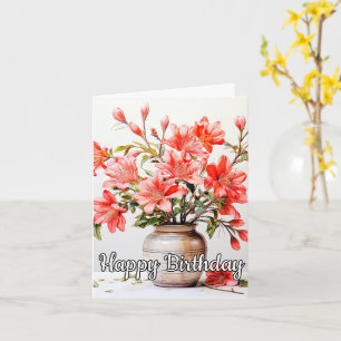 Gelukkige Verjaardag Potted Lily Flower Illustrati Kaart