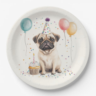 Gelukkige verjaardag Pug Hond Papieren Bordje