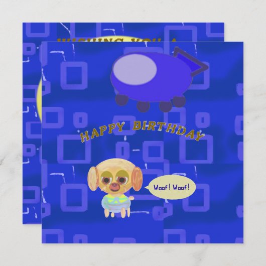 Gelukkige Verjaardag Puppy Ruimteschip Chef Ducky  Notitiekaartje (Voorkant / Achterkant)