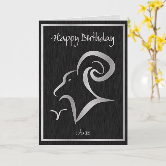 Gelukkige Verjaardag Ram Elegante Horoscoop Kaart (Gele Bloem)