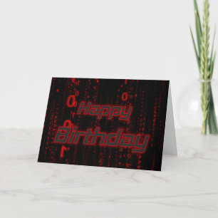 Gelukkige Verjaardag rode binaire digitale code ro Kaart