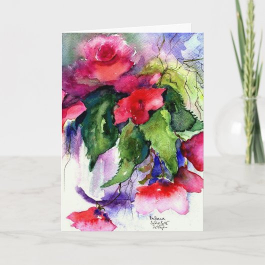 Gelukkige verjaardag, rode bloemen kaart (Voorkant)