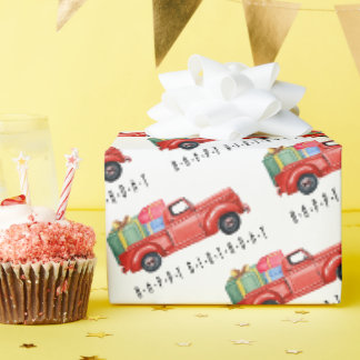 Gelukkige Verjaardag Rode Truck En Cadeaupapier