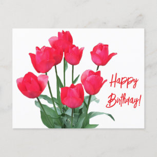 Gelukkige Verjaardag rode tulpen kleurrijke helder Briefkaart