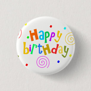 gelukkige verjaardag ronde button 3,2 cm