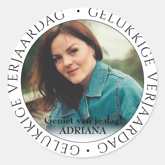 gelukkige verjaardag ronde sticker (Voorkant)