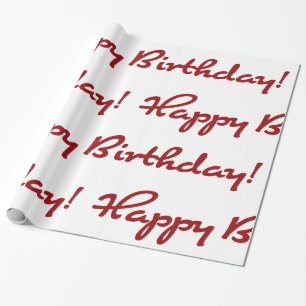 Gelukkige verjaardag! rood Casual schrift Cadeaupapier
