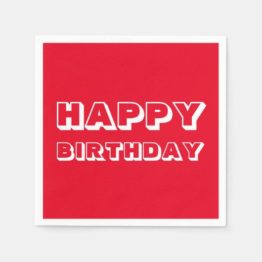 Gelukkige Verjaardag, Rood wit modern vet document Servet (Voorkant)