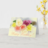 Gelukkige Verjaardag! rose boeket Kaart (Gele Bloem)