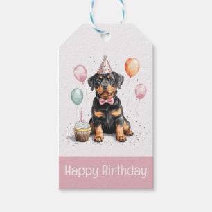 Gelukkige verjaardag Rottweiler hond Cadeaulabel