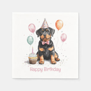 Gelukkige verjaardag Rottweiler hond Servet